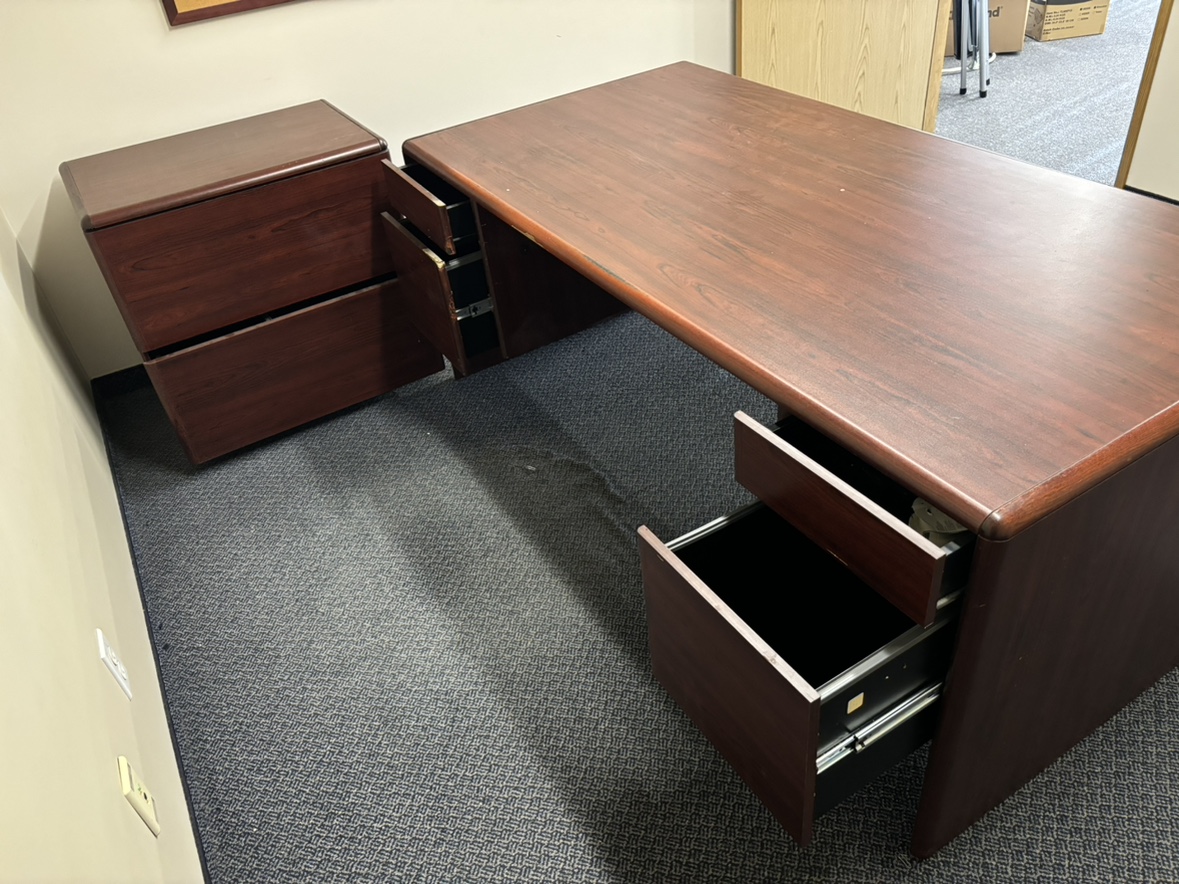 Executive Desk with Hutch and Filing Cabinet - photo 2
