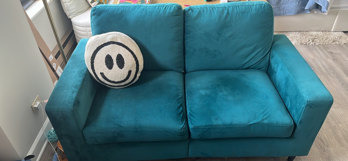 Teal Velvet Loveseat - photo 2