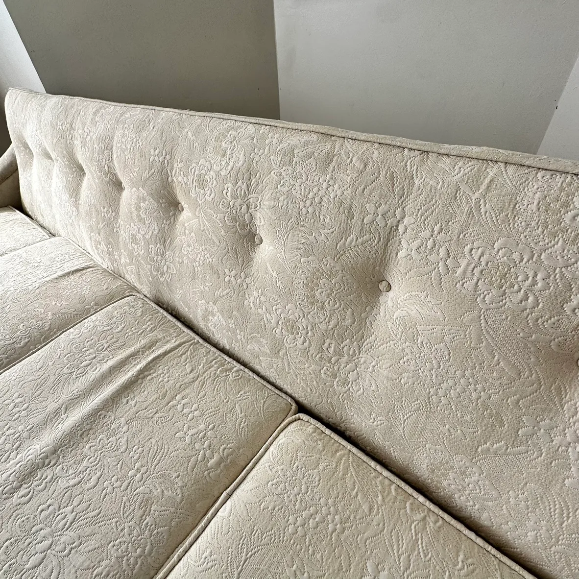 Set of Ivory White 4-seat sofa and armchair with ottoman image indicator(8)