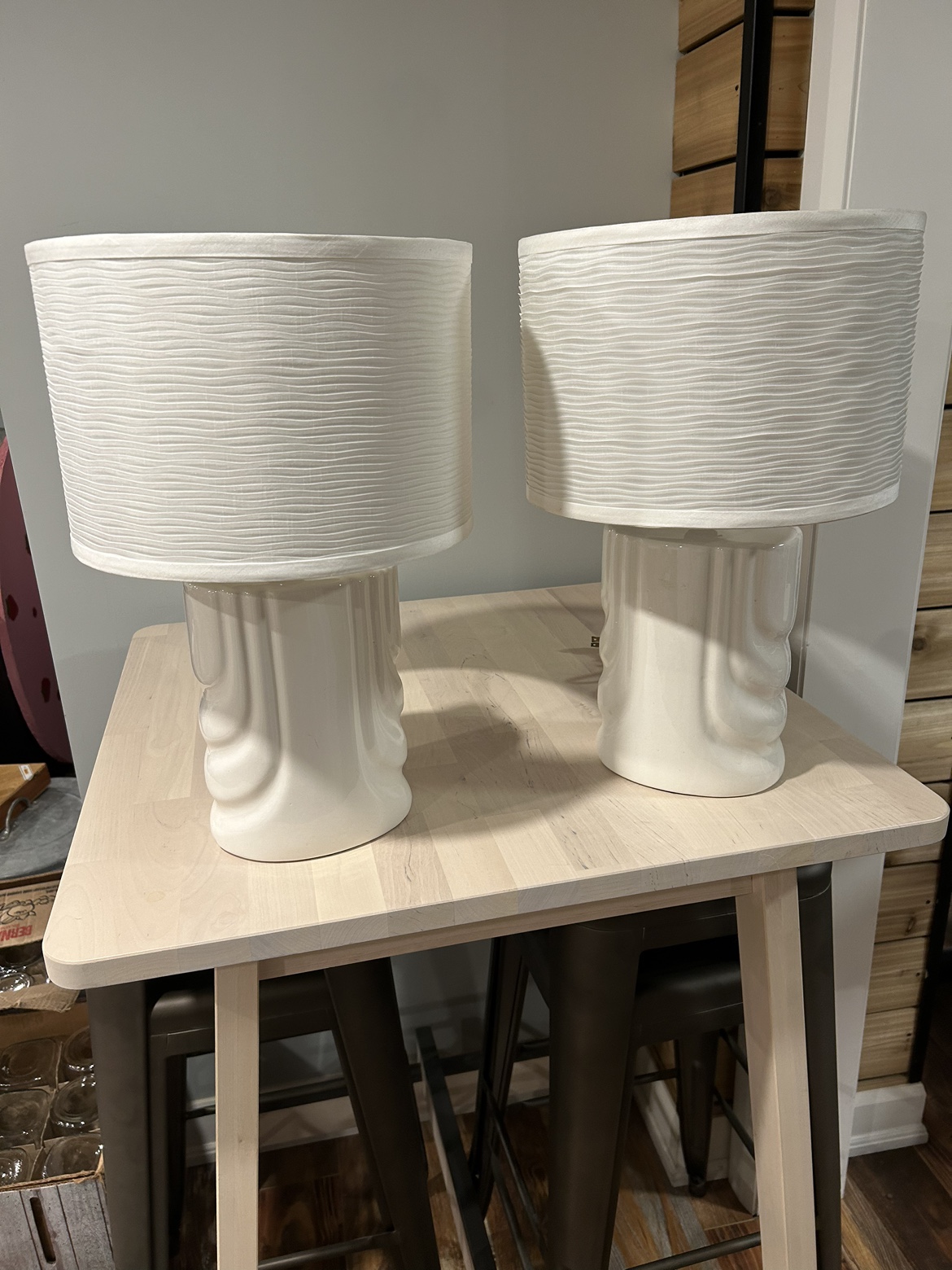 Pair of White Ceramic Lamps