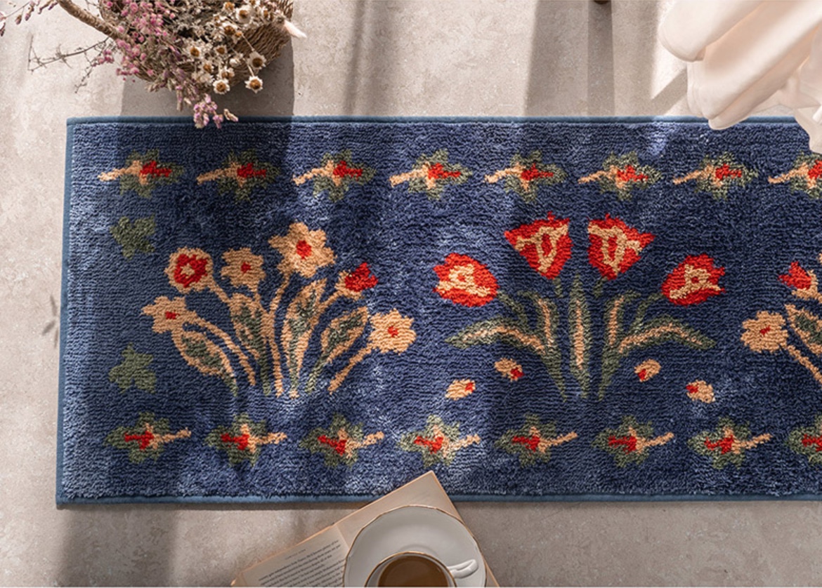Kitchen mat; Botanical Mood Rug - Made with Jacquard Weaving
