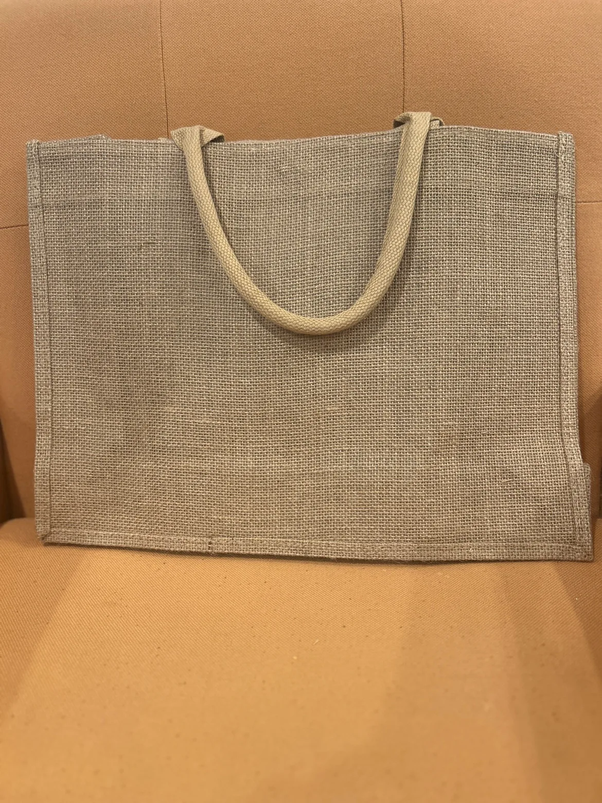 Burlap Tote Bag with Floral Monogram image indicator(2)