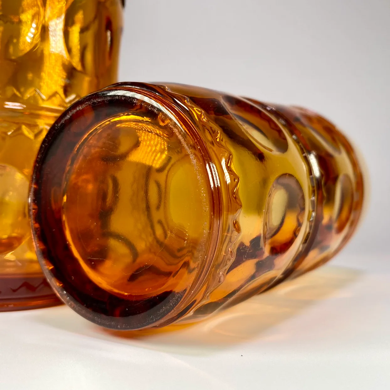 Pair of Vintage Indiana Glass Kings Crown Amber Tumblers image indicator(3)