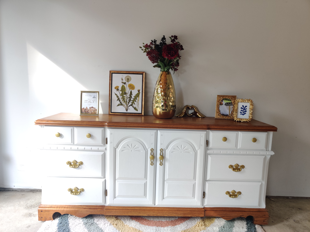 White Dresser with Oak Top