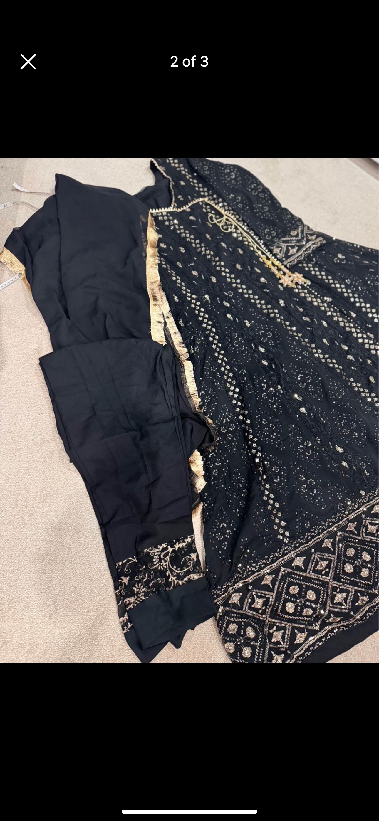 Black Embroidered long dress with Dupatta and Trousers - photo 3