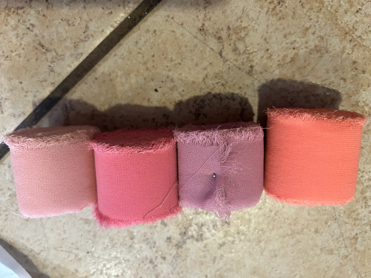 4 Rolls of Gauzy Ribbon, Various Shades of Pink image indicator(4)