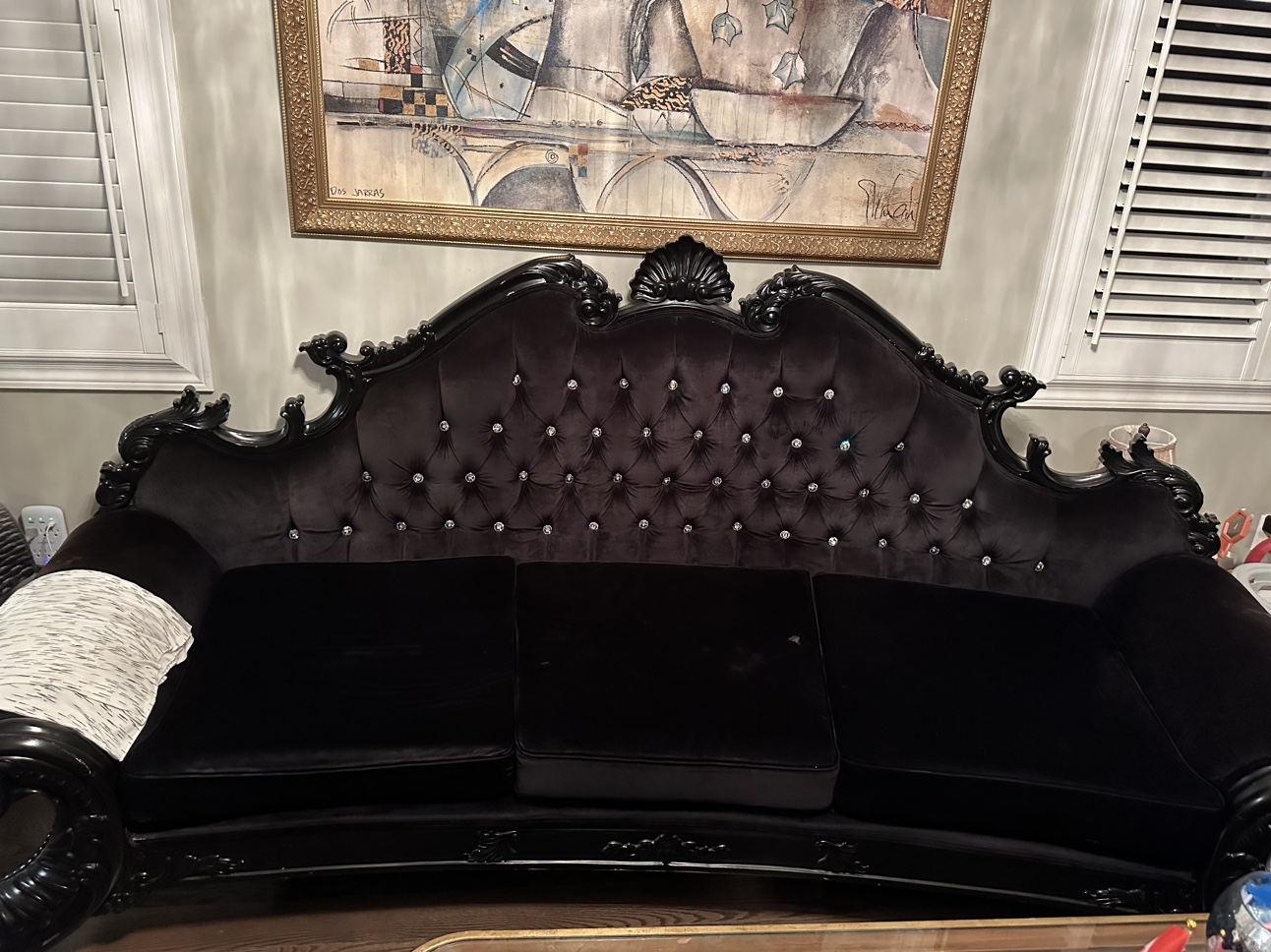 Black Velvet Sofa and 2side seat Set