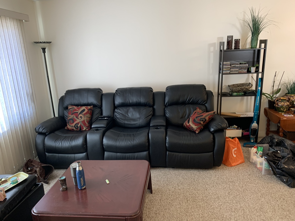 Black Leather Recliner Couch-Good Shape - photo 3