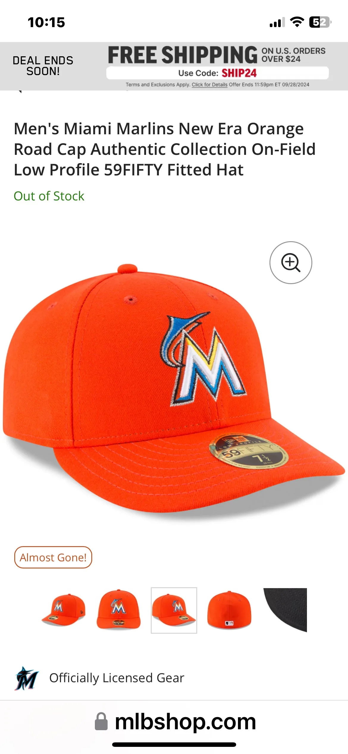 Miami Marlins New Era Orange Hat image indicator(2)