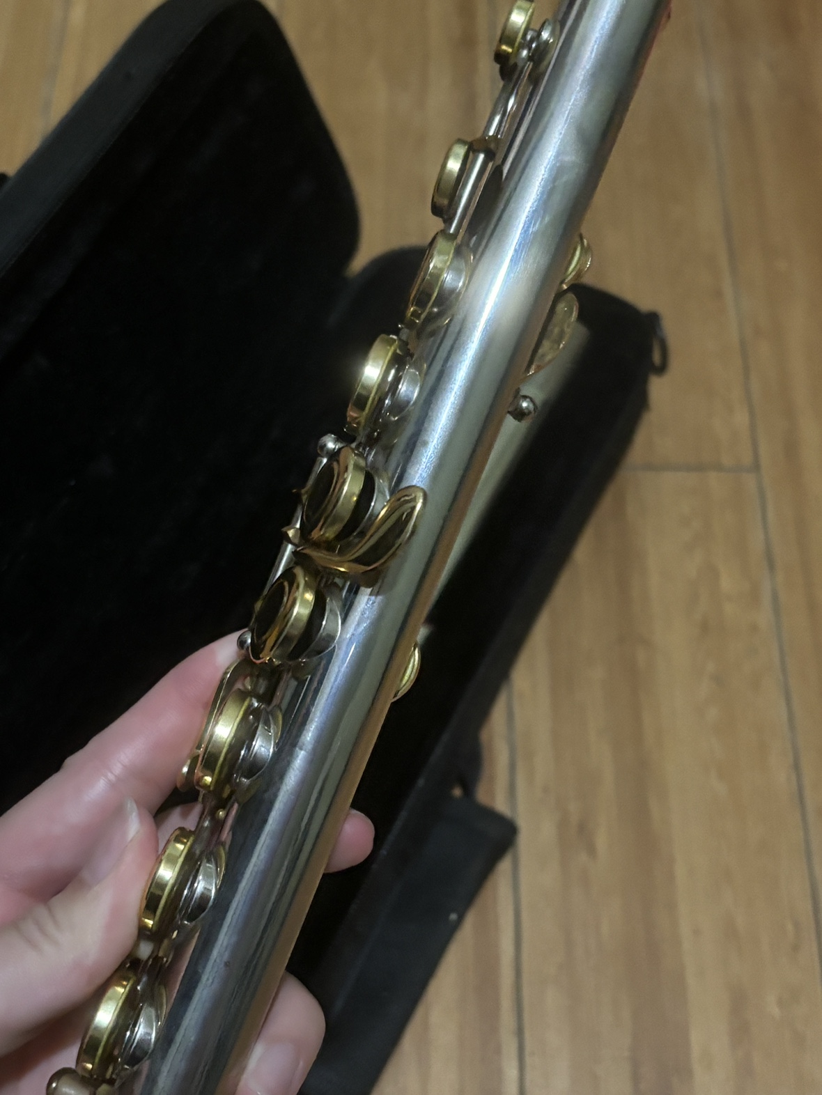 Silver and Gold Dual Tone Flute With Case - photo 3