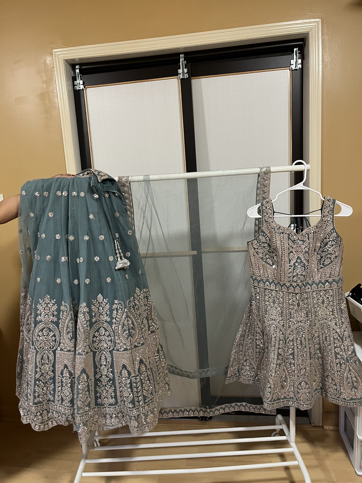 Teal and Silver Embroidered Lehnga - photo 2