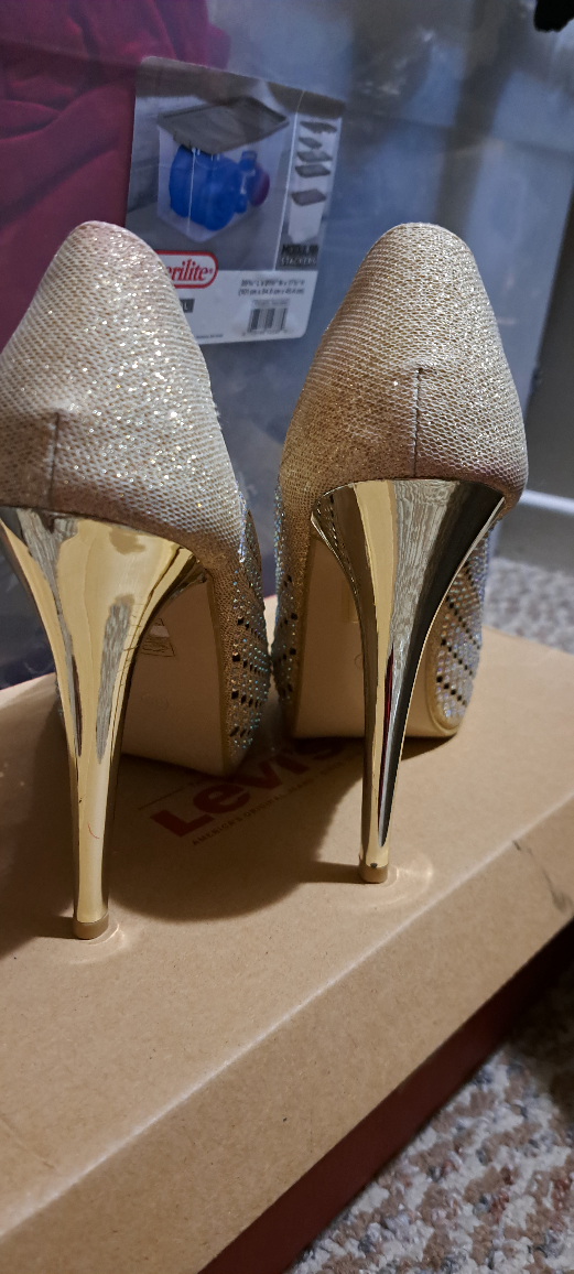 Gold Glitter Peep Toe Heels - photo 4