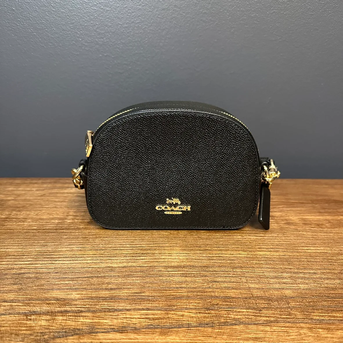 Coach Mini Crossbody Bag with Black and Gold Chain thumbnail