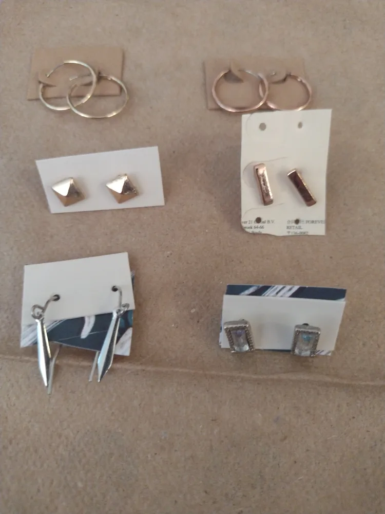 Gold and Silver Earrings bundle set of 6 thumbnail