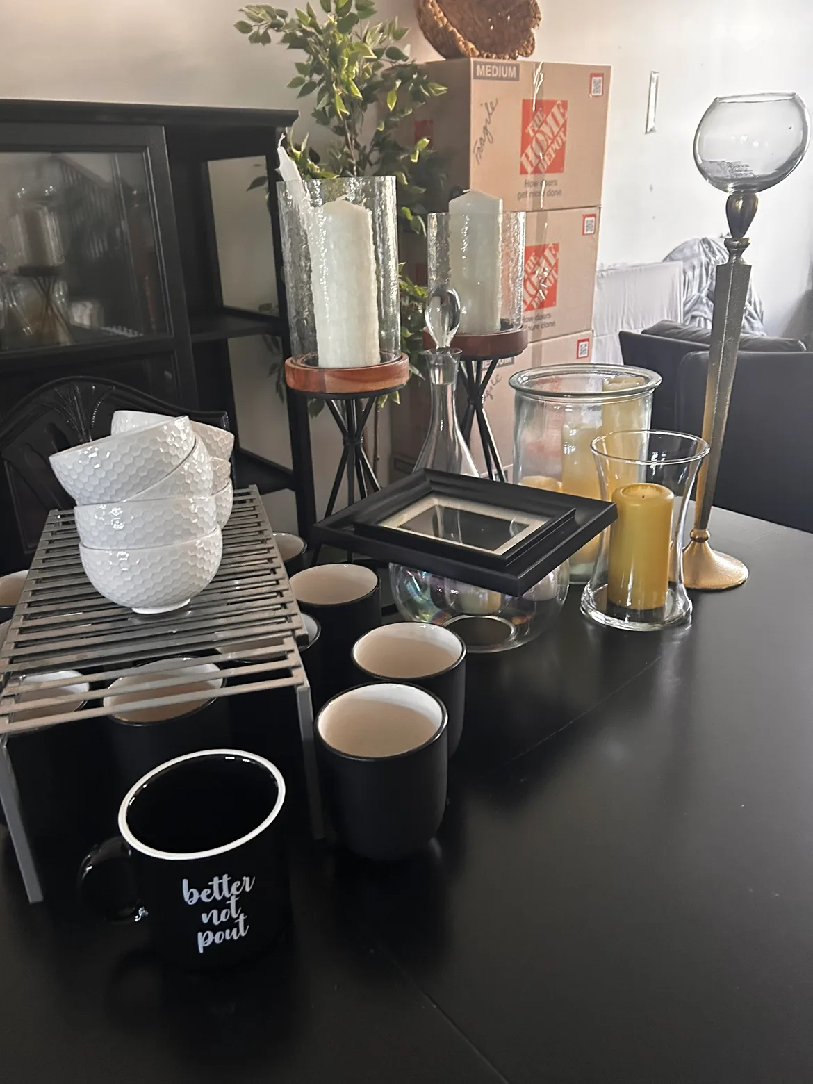 White and Black Mugs and Bowls and misc candle holders image indicator(2)