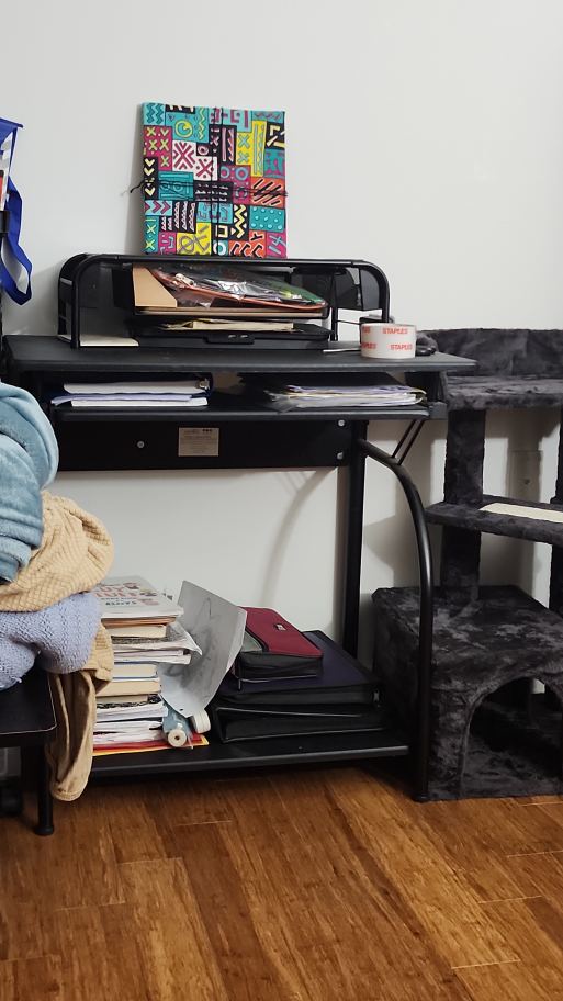 Black Computer Desk with Keyboard Shelf