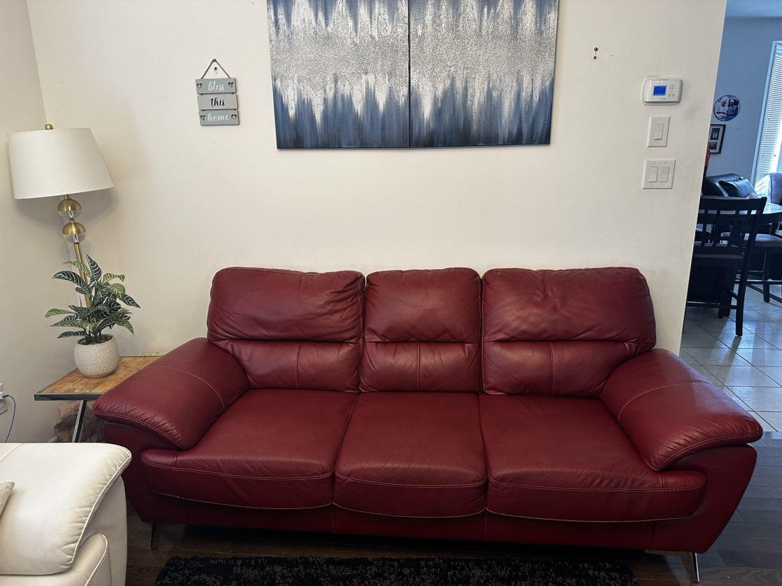 Red Leather Sofa - photo 4