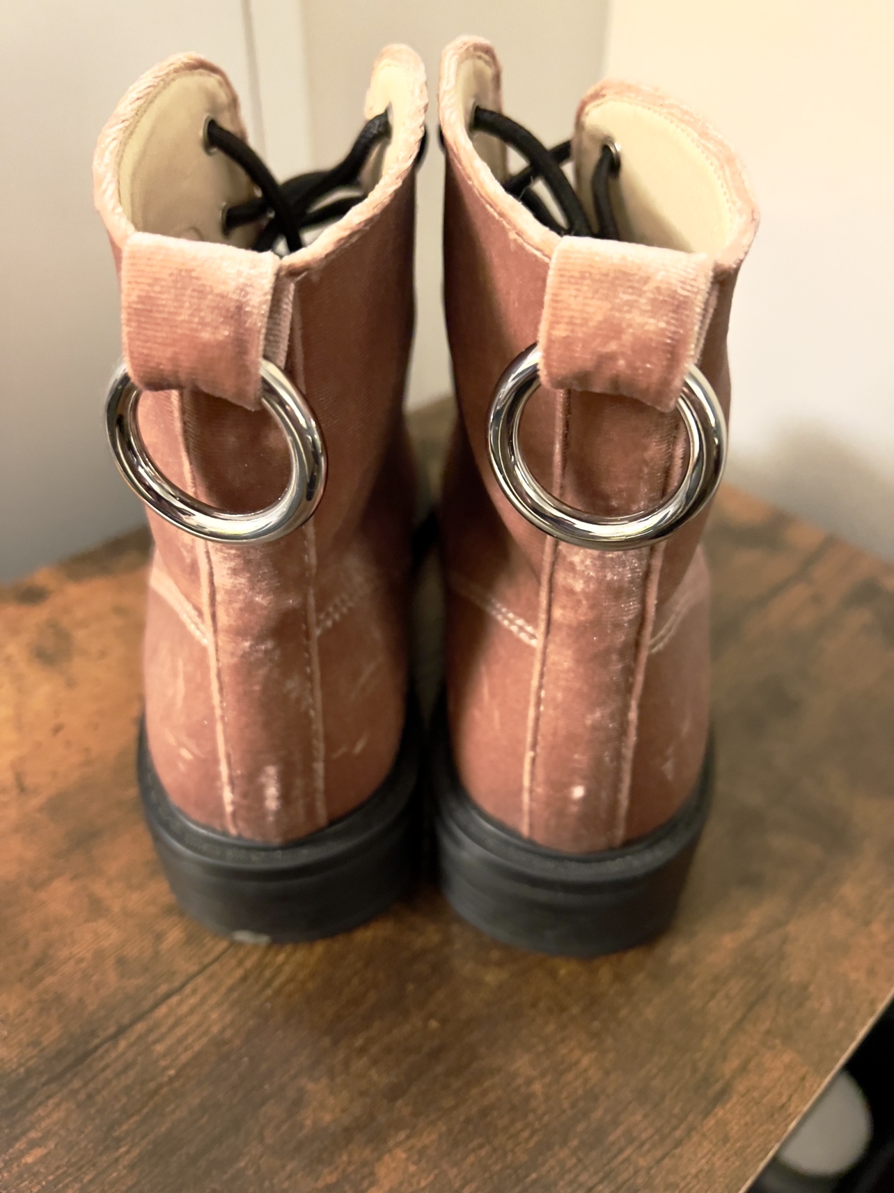 Pink Velvet Military Style Boots - photo 4