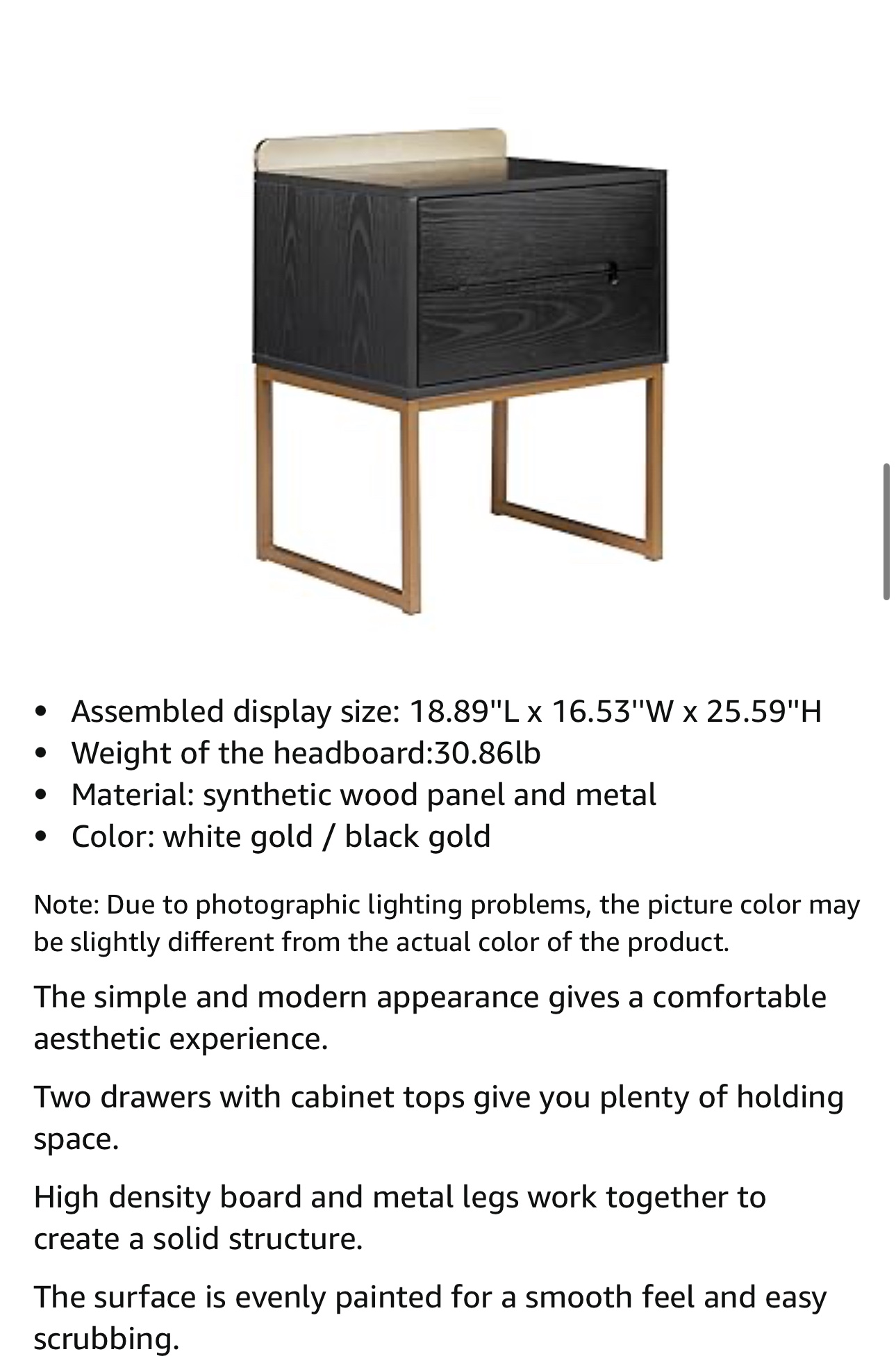 2 Black and Gold Nightstands - photo 2