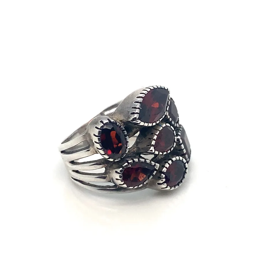 Multi Garnet Sterling Silver Cocktail Ring image indicator(2)