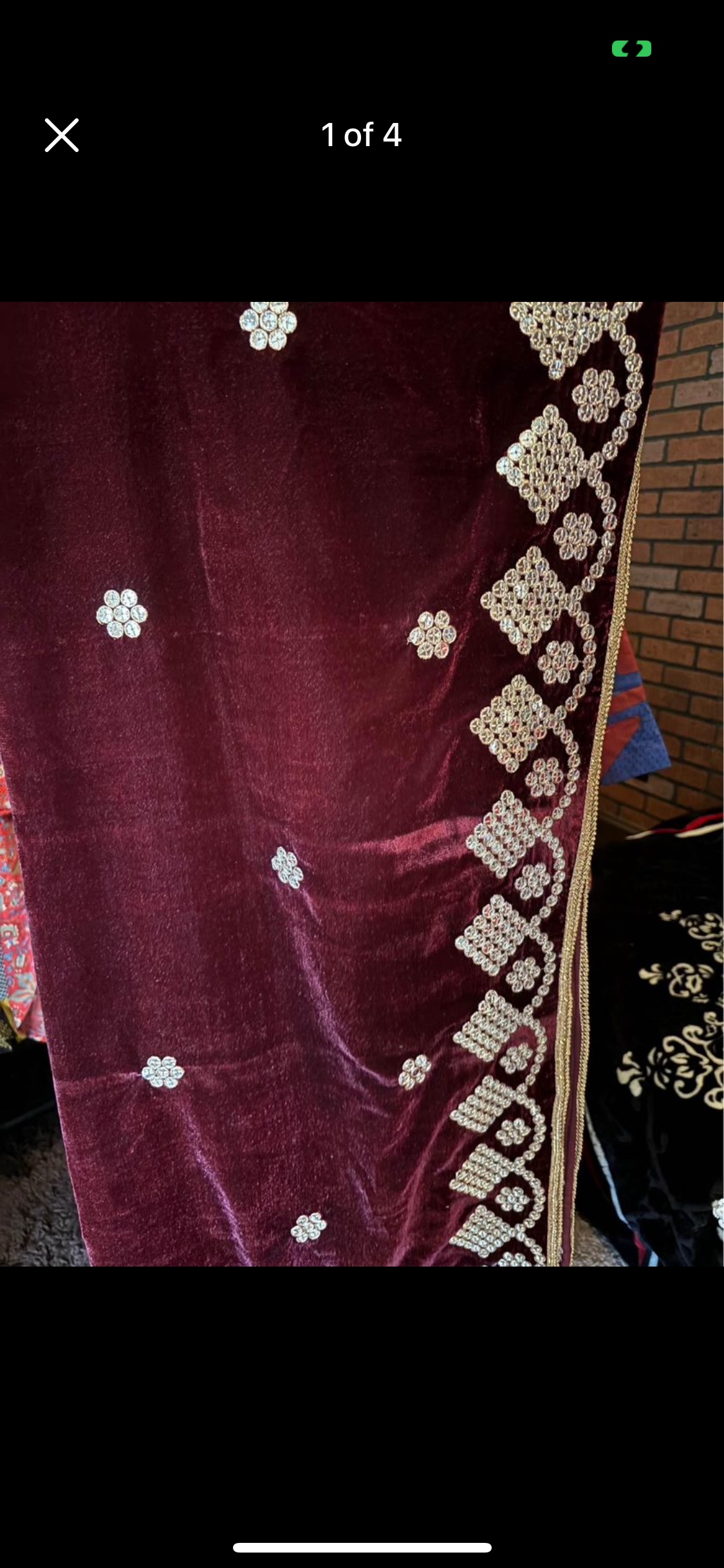 Burgundy Velvet shaal - photo 2