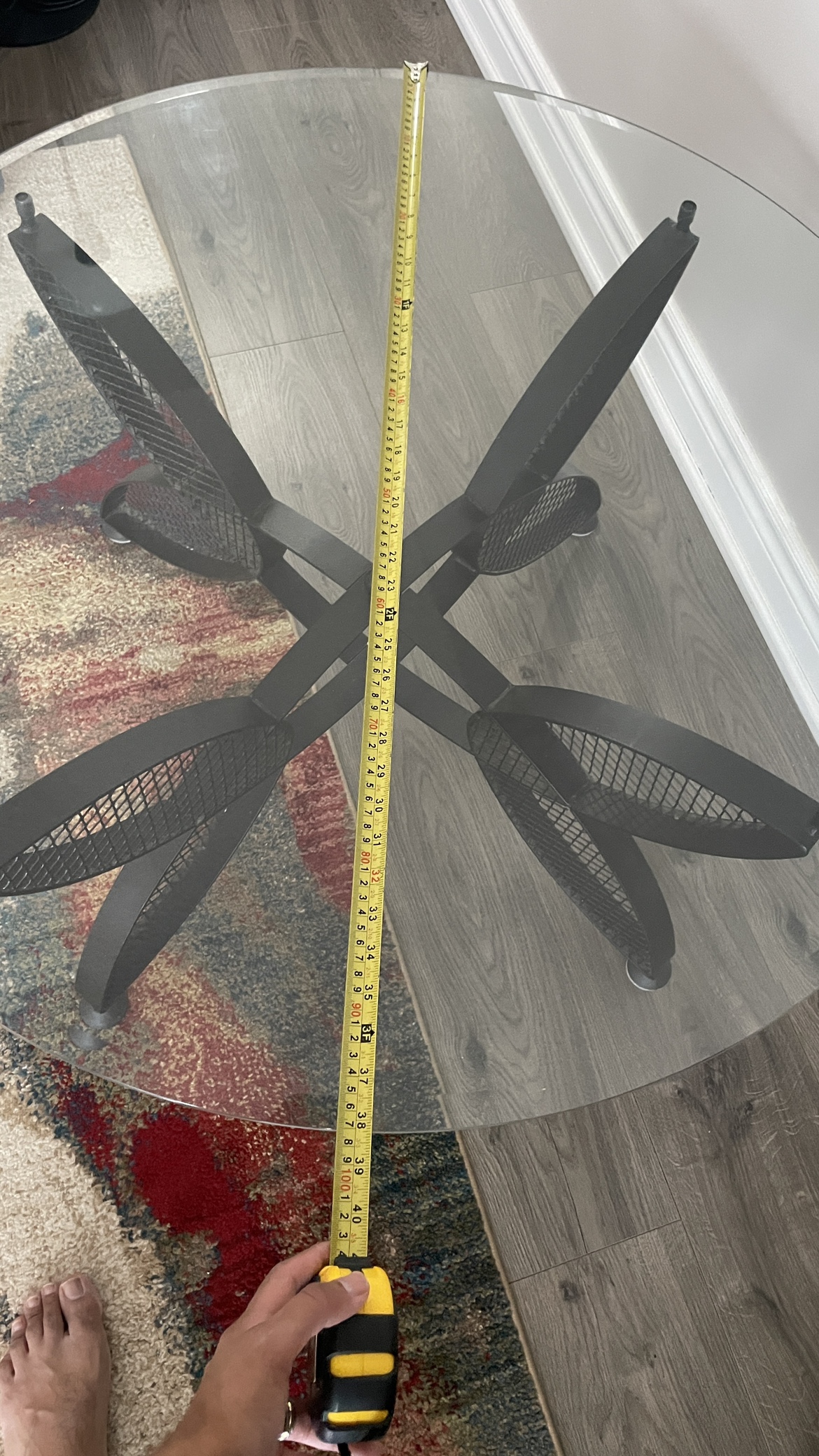 Glass Coffee Table with Black Metal Base - photo 2