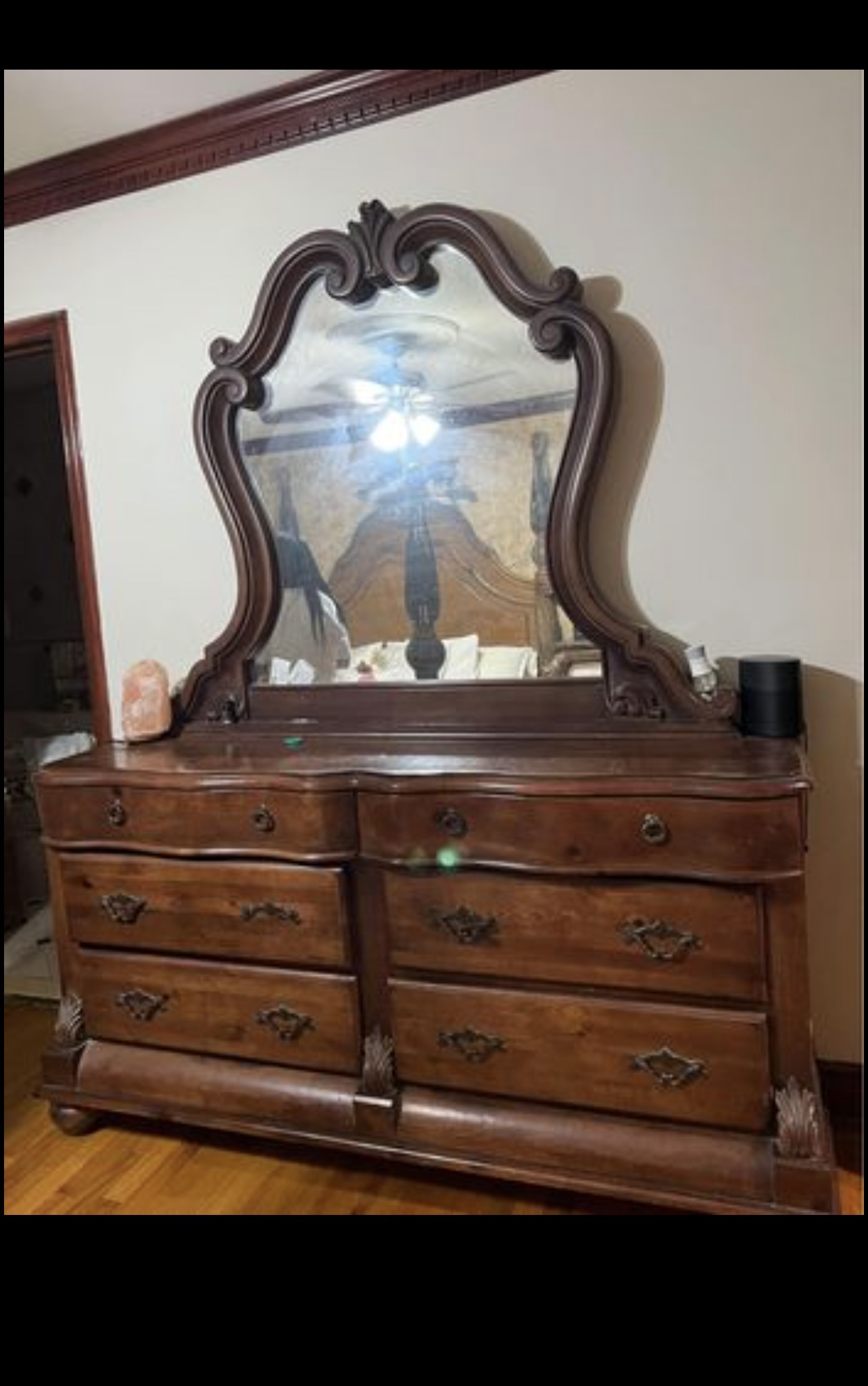 Antique Wooden Dresser with Mirror