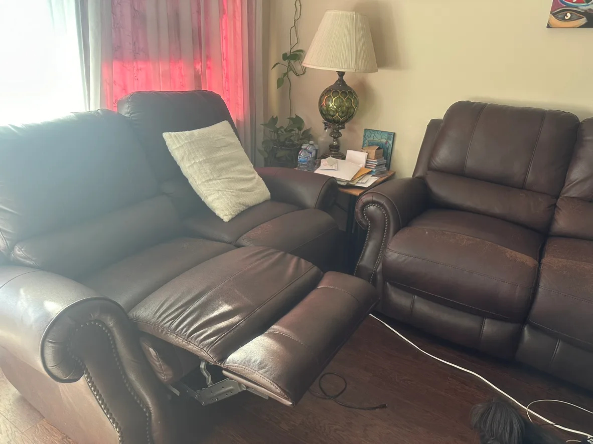 Brown Leather Recliner Sofa thumbnail
