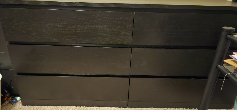 Black Ikea Malm drawer dresser