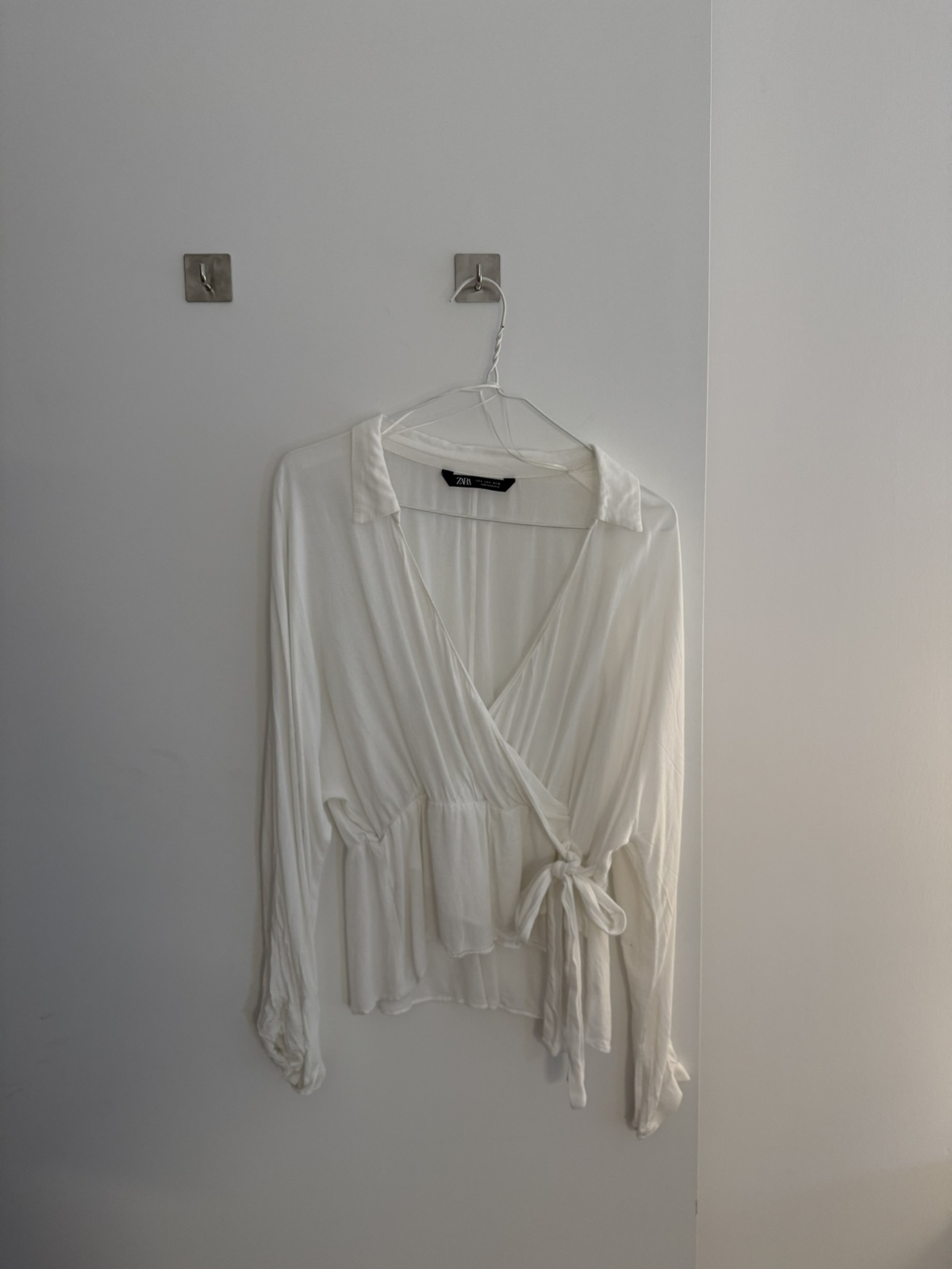 Zara White Wrap Blouse
