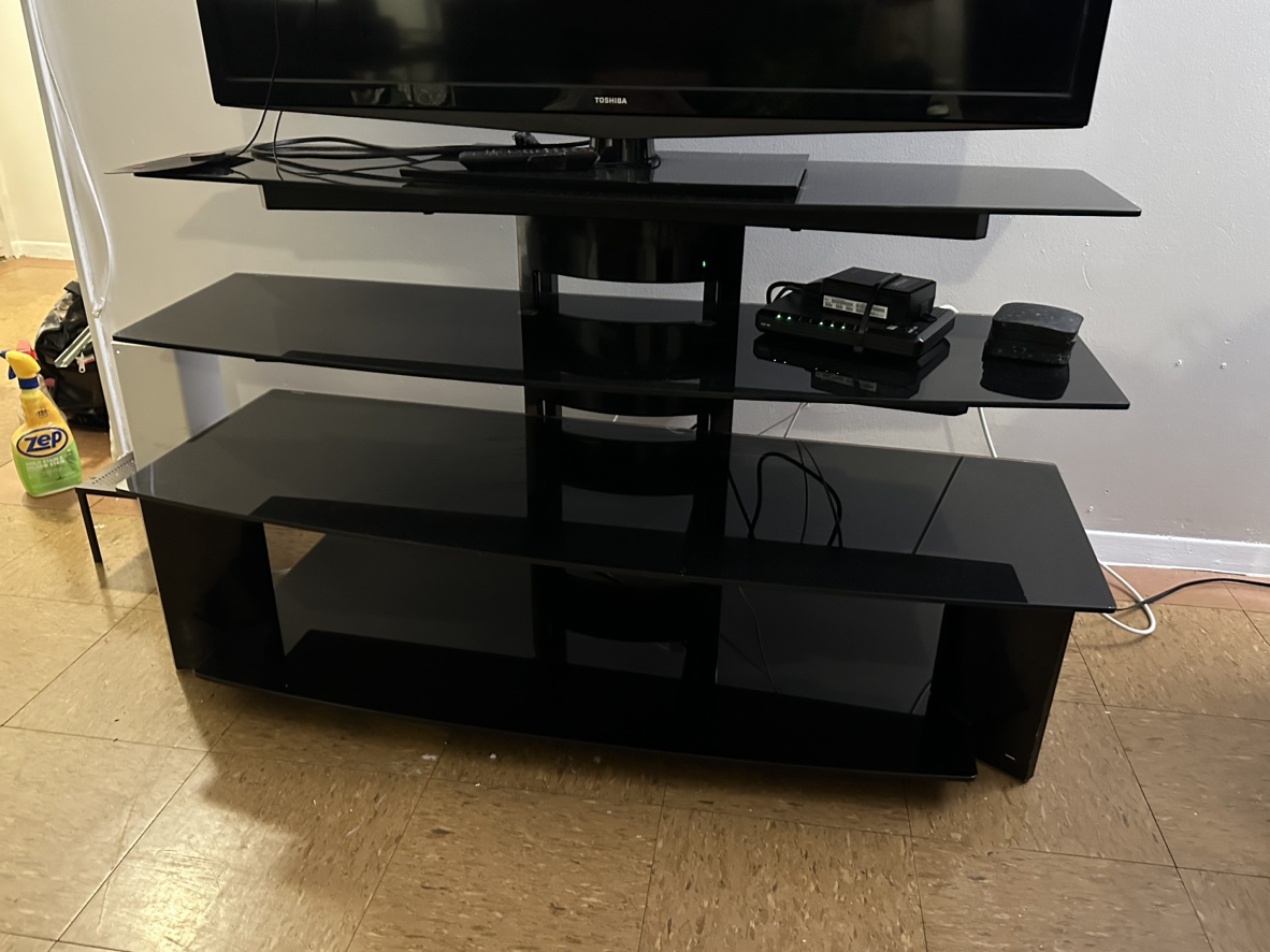 Black Glass TV Stand with 55inch TV not smart