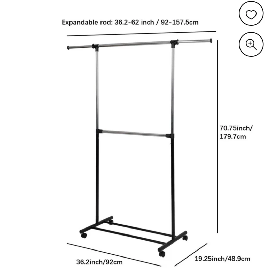 Double Garment Rack with Wheels - Moving Sale - photo 3