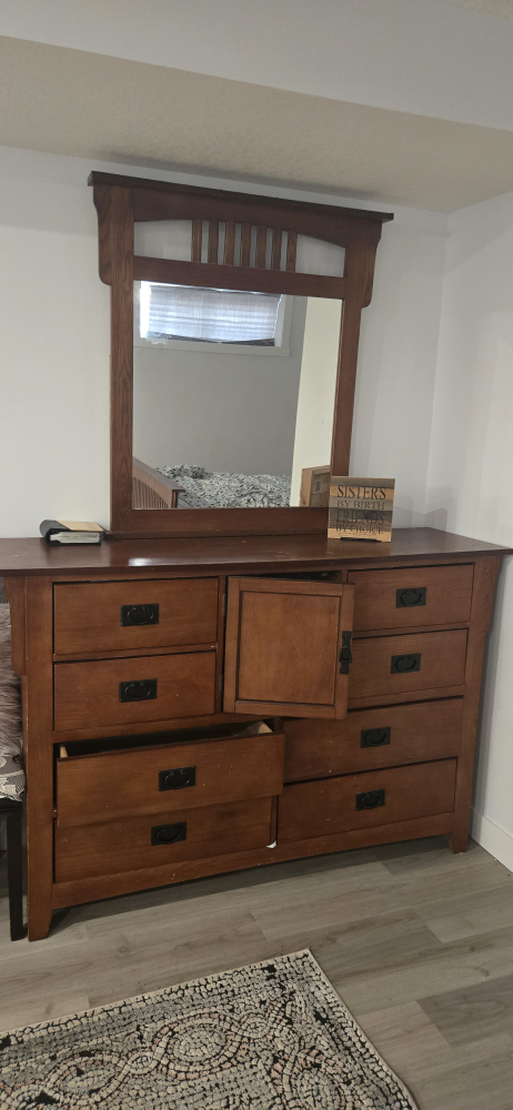 Queen Sized Bed Frame with Nightstand Dresser and Chester - photo 4