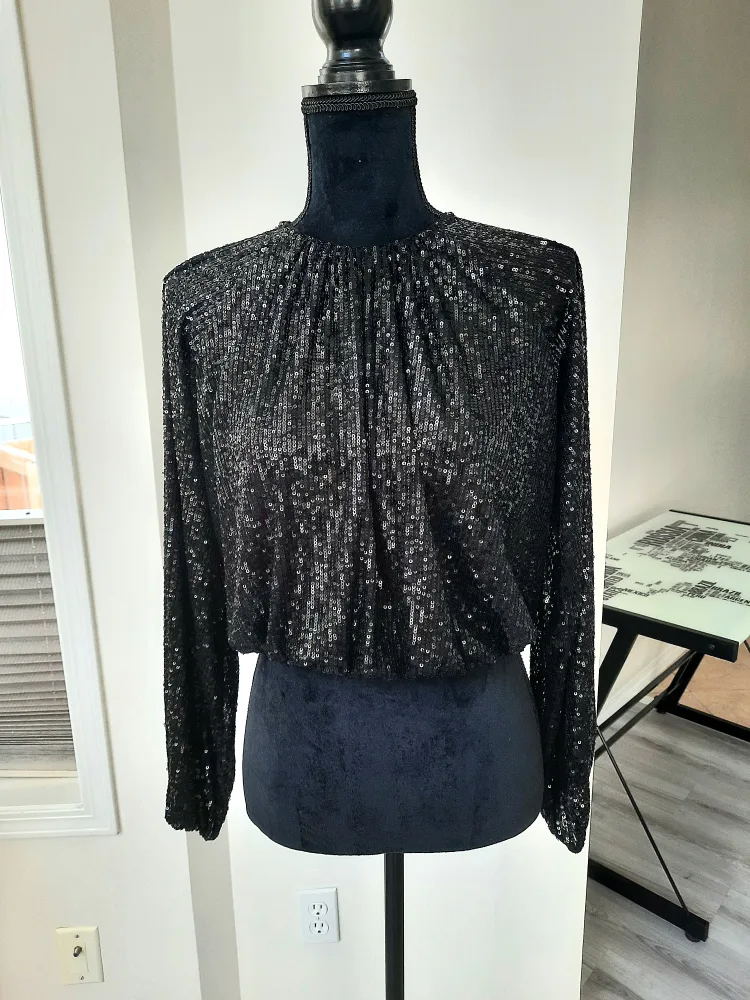 New with tag women's sequined black top thumbnail