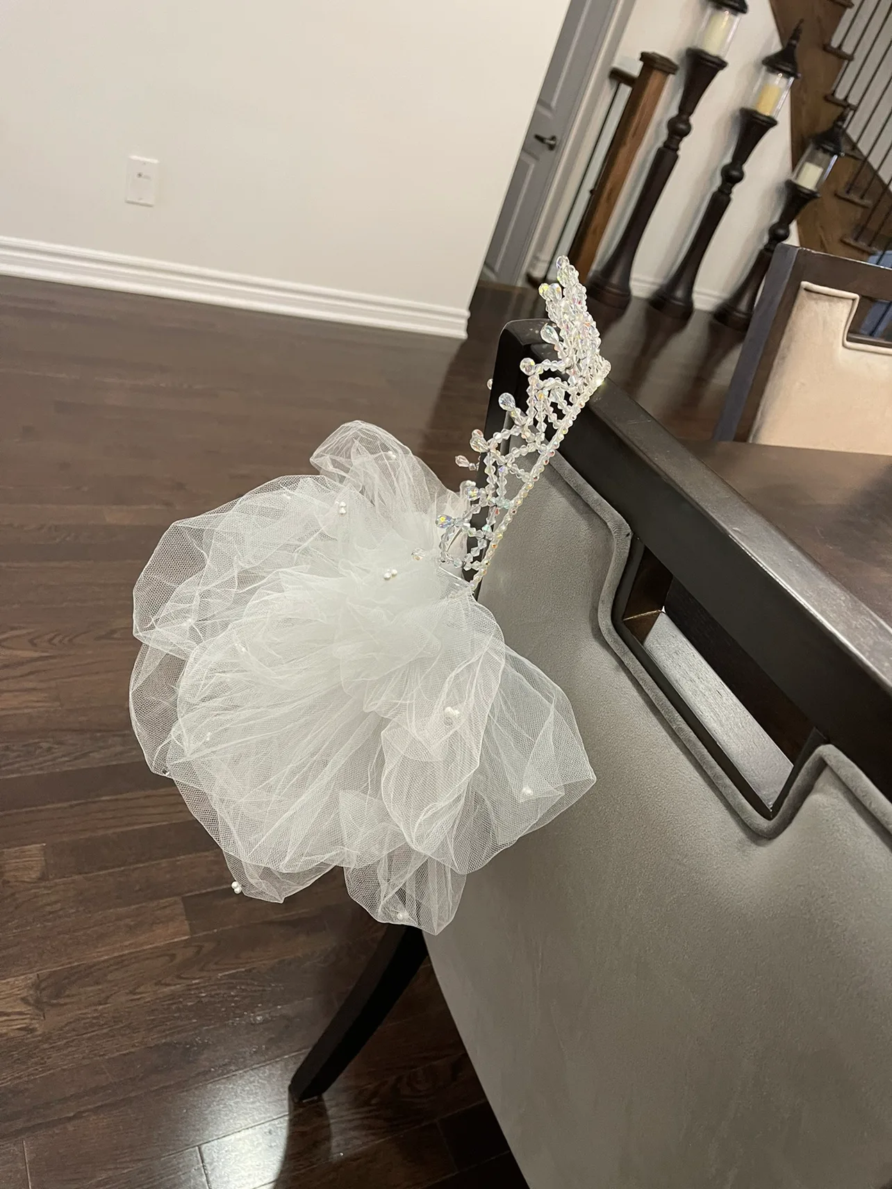 CRYSTAL BRIDAL WEDDING TIARA with REMOVABLE PUFF image indicator(10)