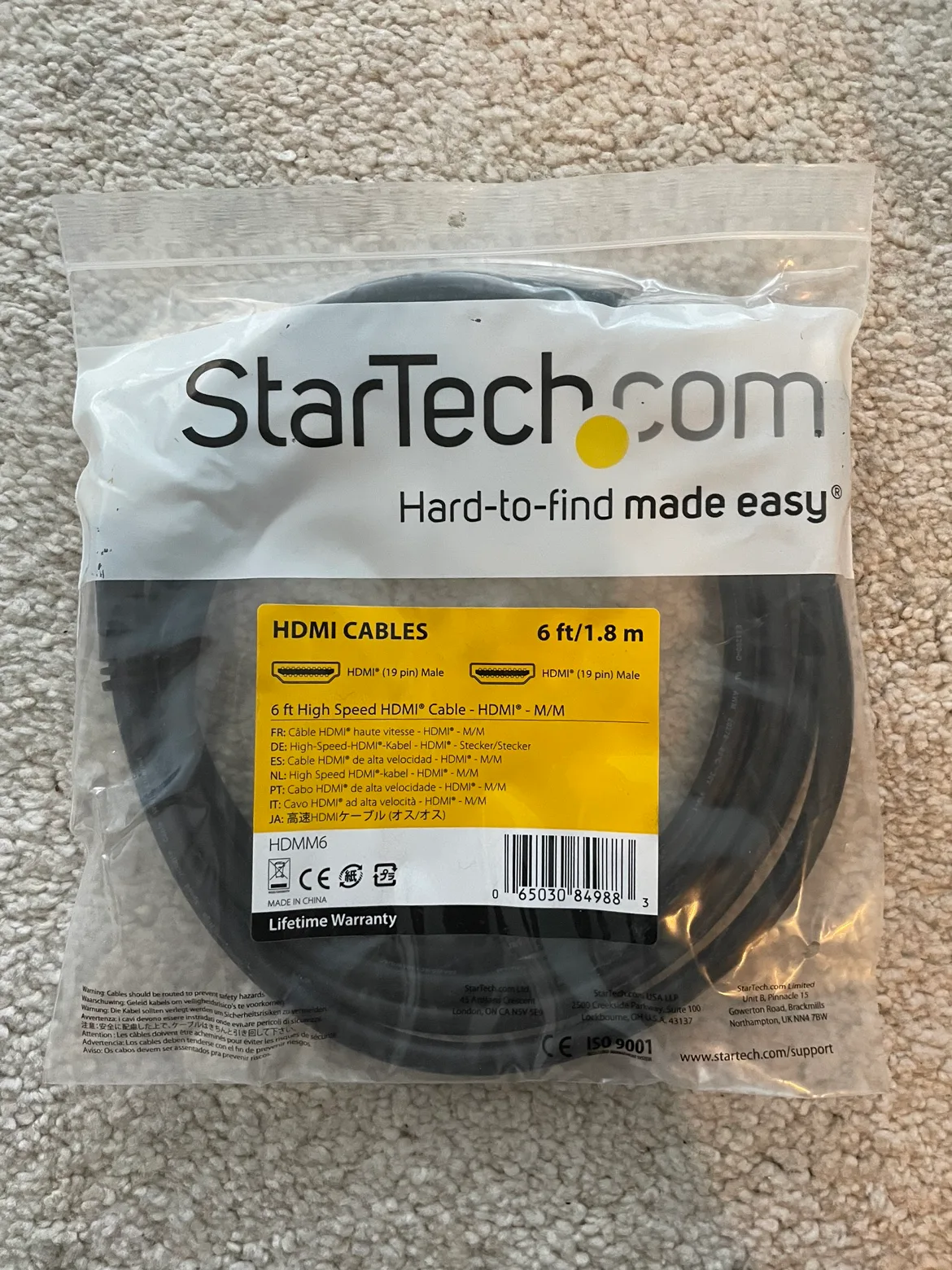 Brand new StarTech 6 ft High Speed HDMI Cable - M/M thumbnail