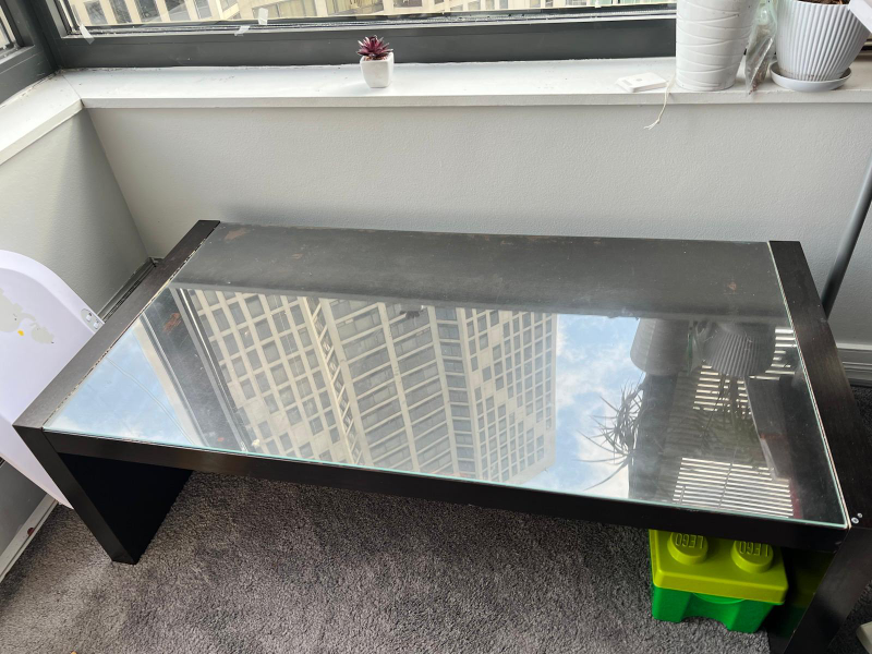 Black Coffee Table with Glass Top