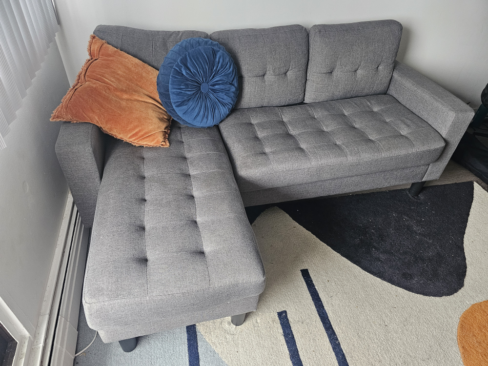 Grey Sectional Couch - Reversible Chaise