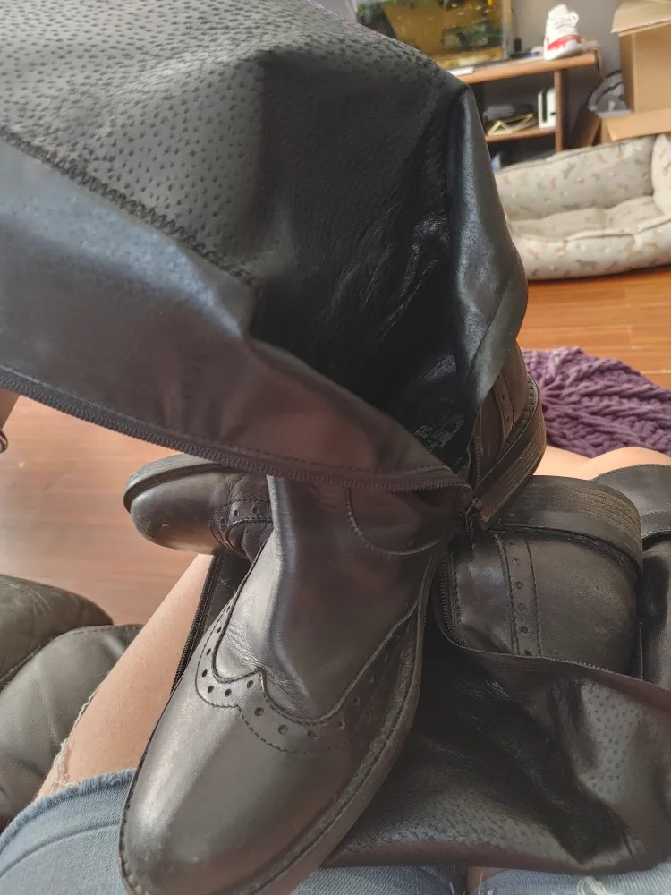 Black Leather Wingtip Boots thumbnail