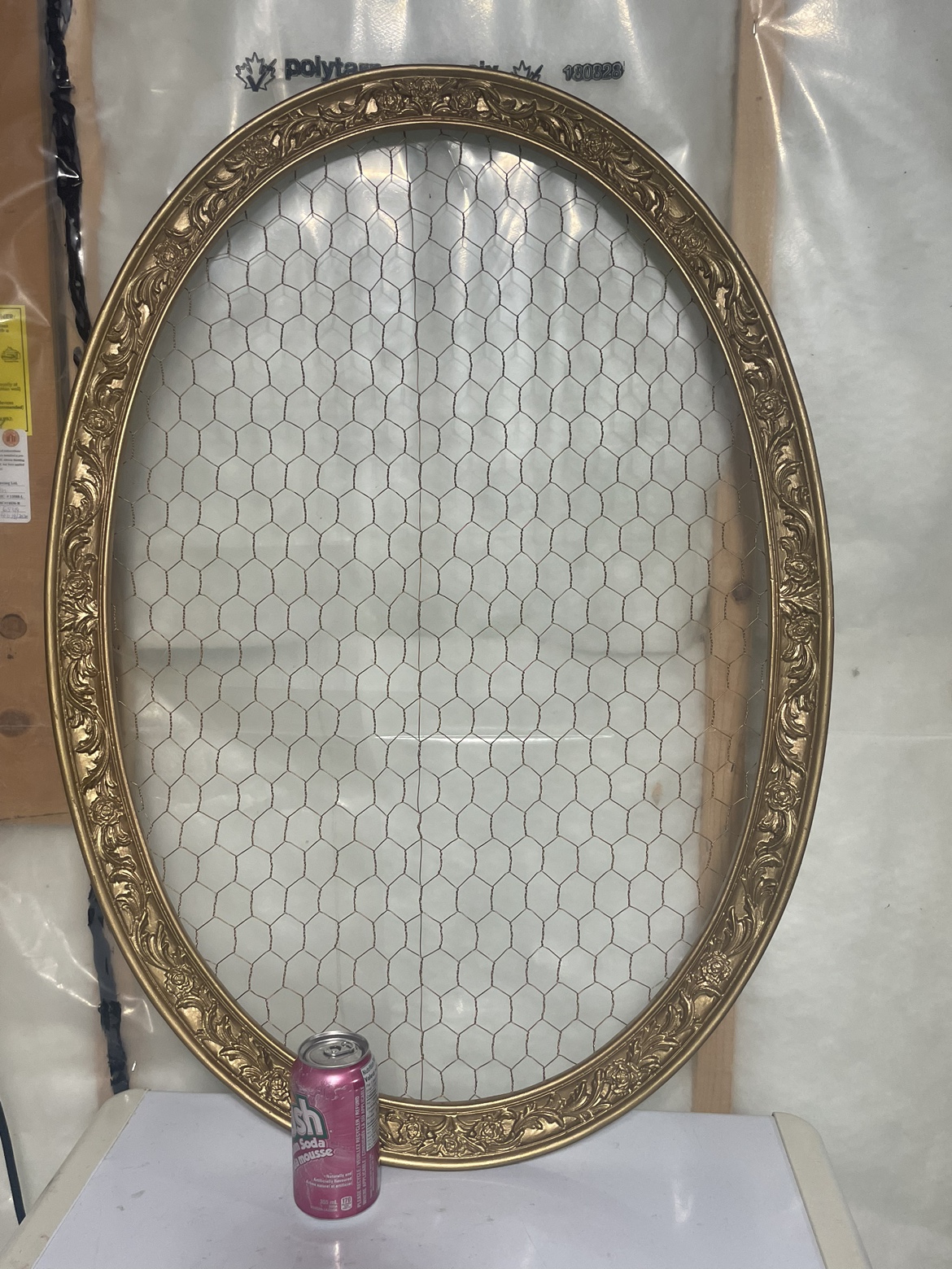 Large Ornate Gold Frame with Wire Mesh