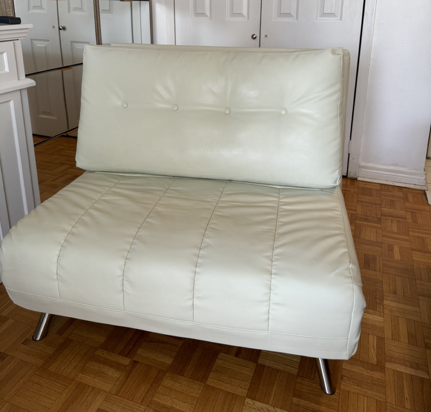 White Futon Sofa Bed Faux Leather