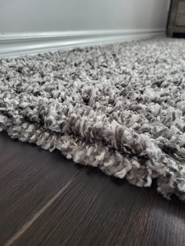 Grey and Light Gray Shag Rug thumbnail