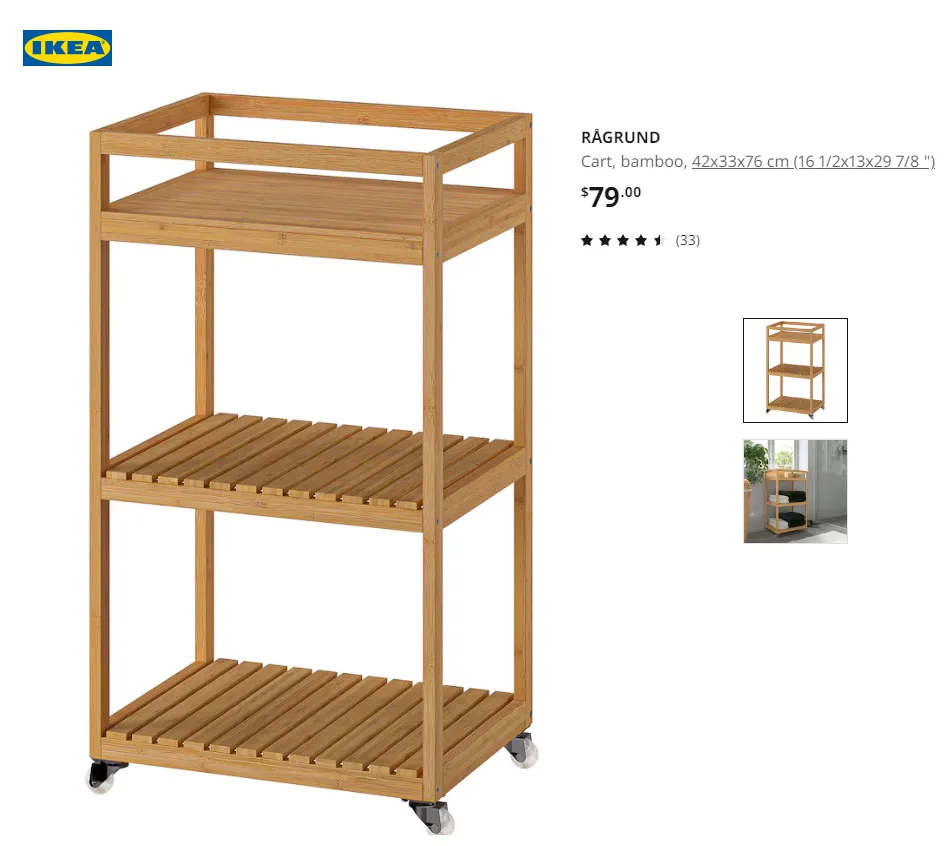 🛒 RÅGRUND Utility Cart From IKEA, Bamboo ♥️ thumbnail