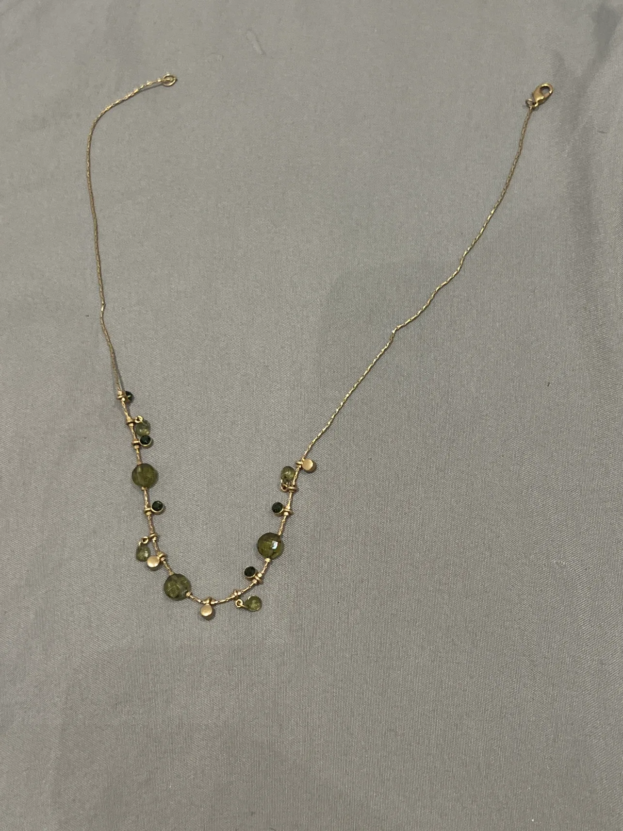 Gold Necklace with Green Stones thumbnail