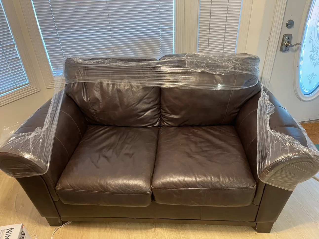 Brown Leather Loveseat thumbnail