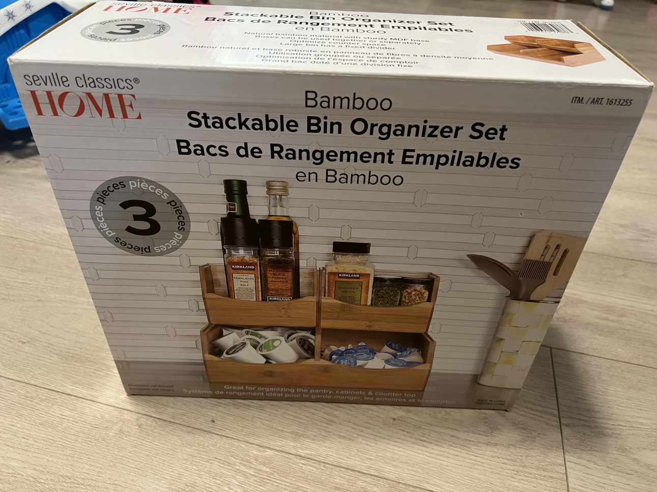Bamboo Stackable Bin Organizer Set