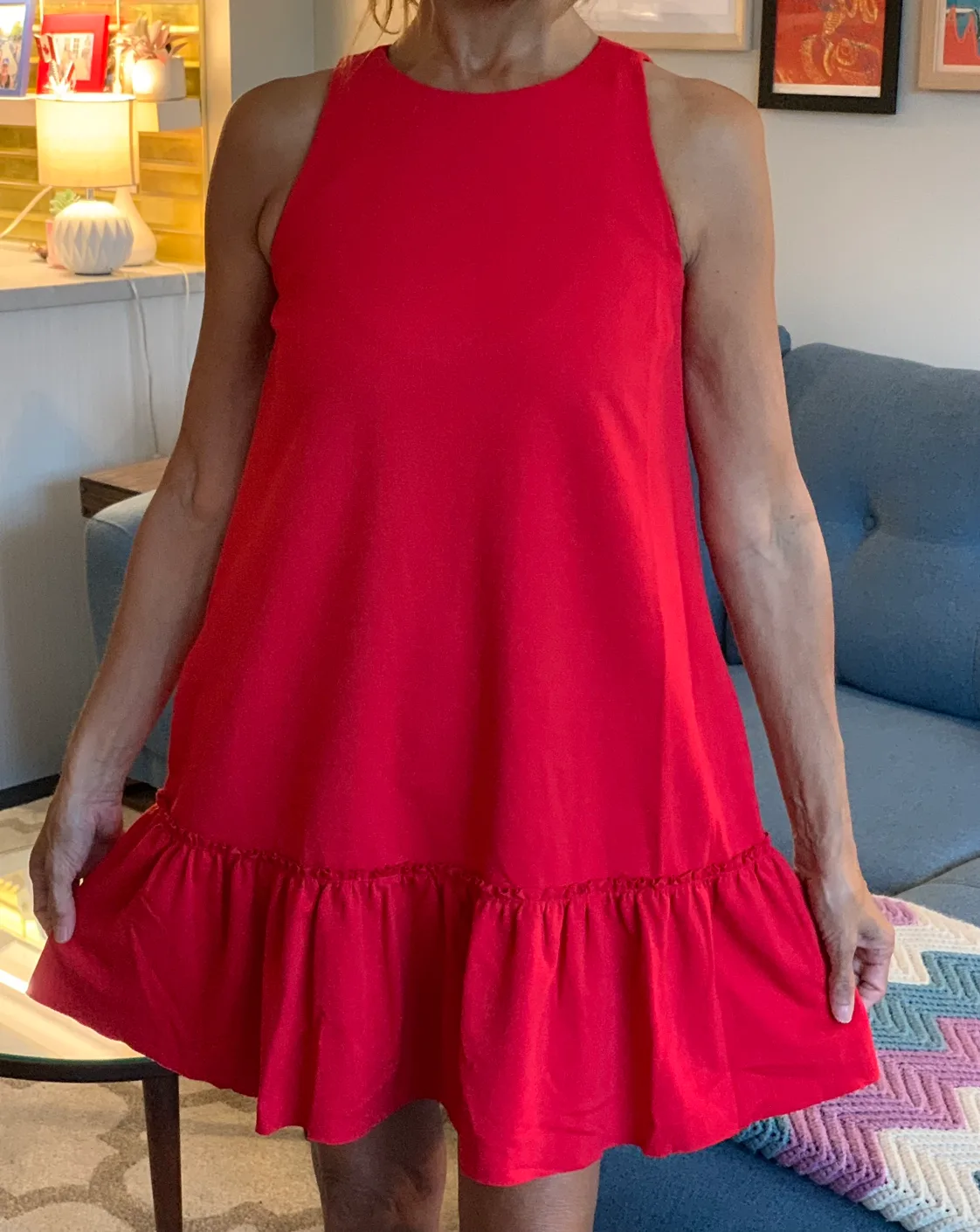 Banana Republic Red Shift Dress w/ Pockets image indicator(4)