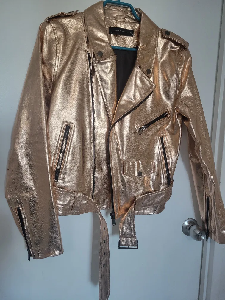 Zara Gold Leather Jacket image indicator(3)