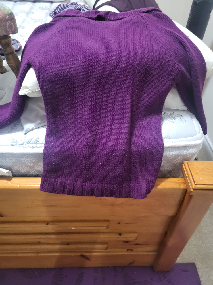 3 quarter sleeve purple knitted sweater - photo 3
