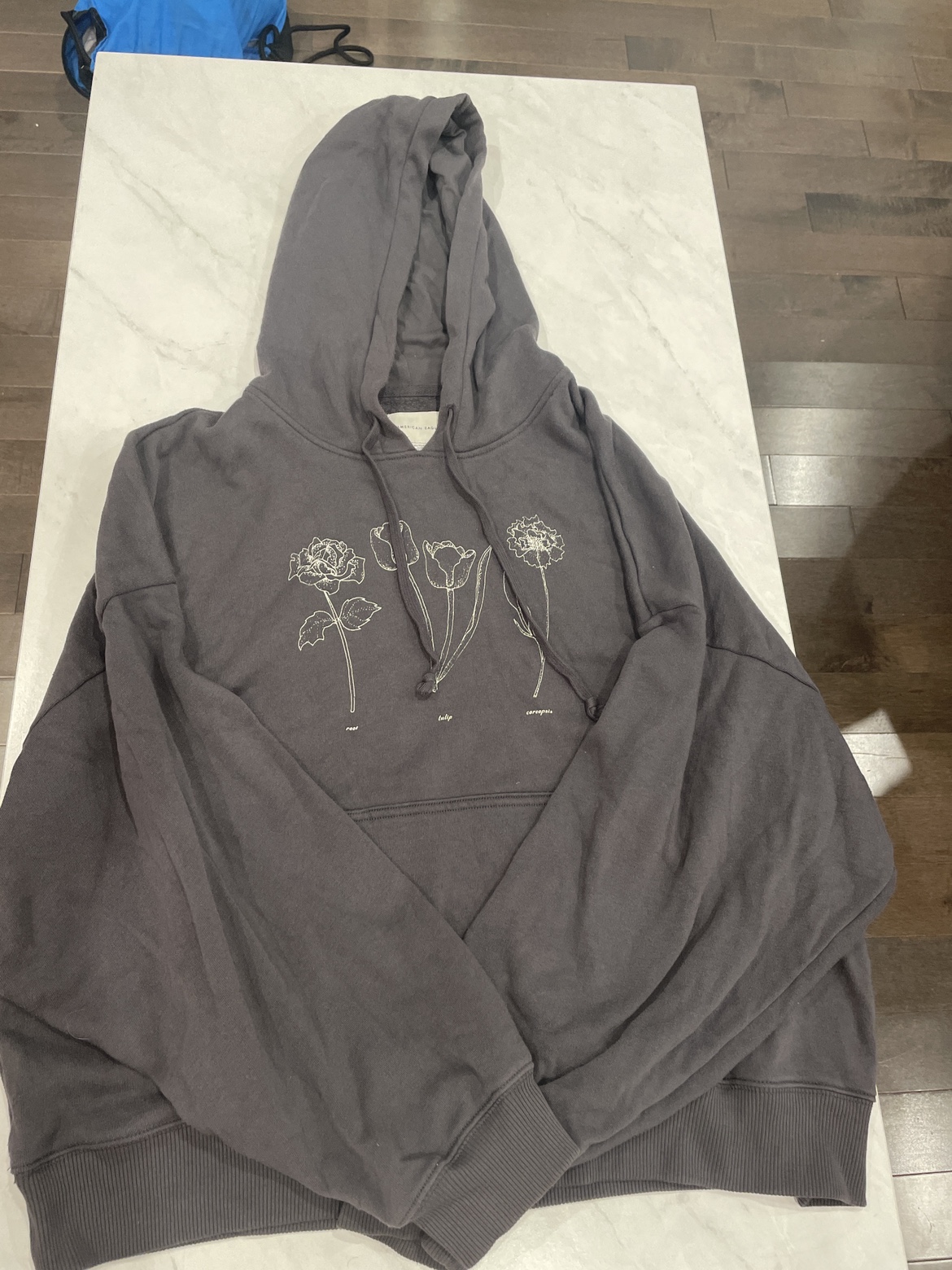 grey hoodie with flower design
